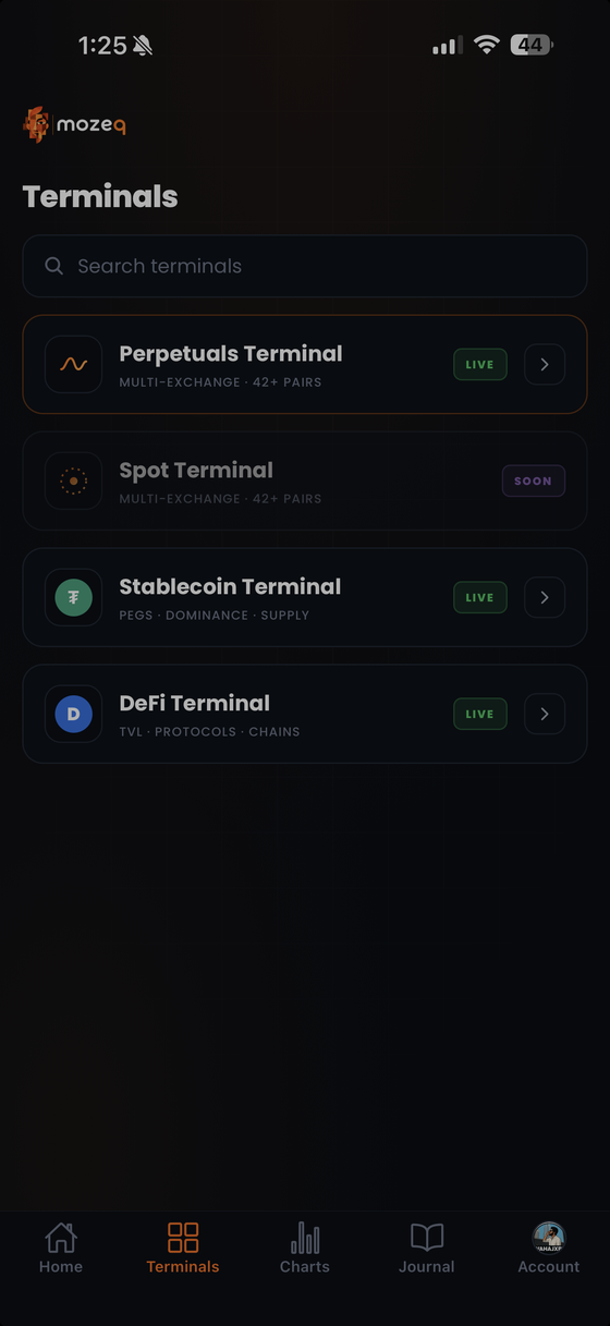 mozeq mobile — terminals list